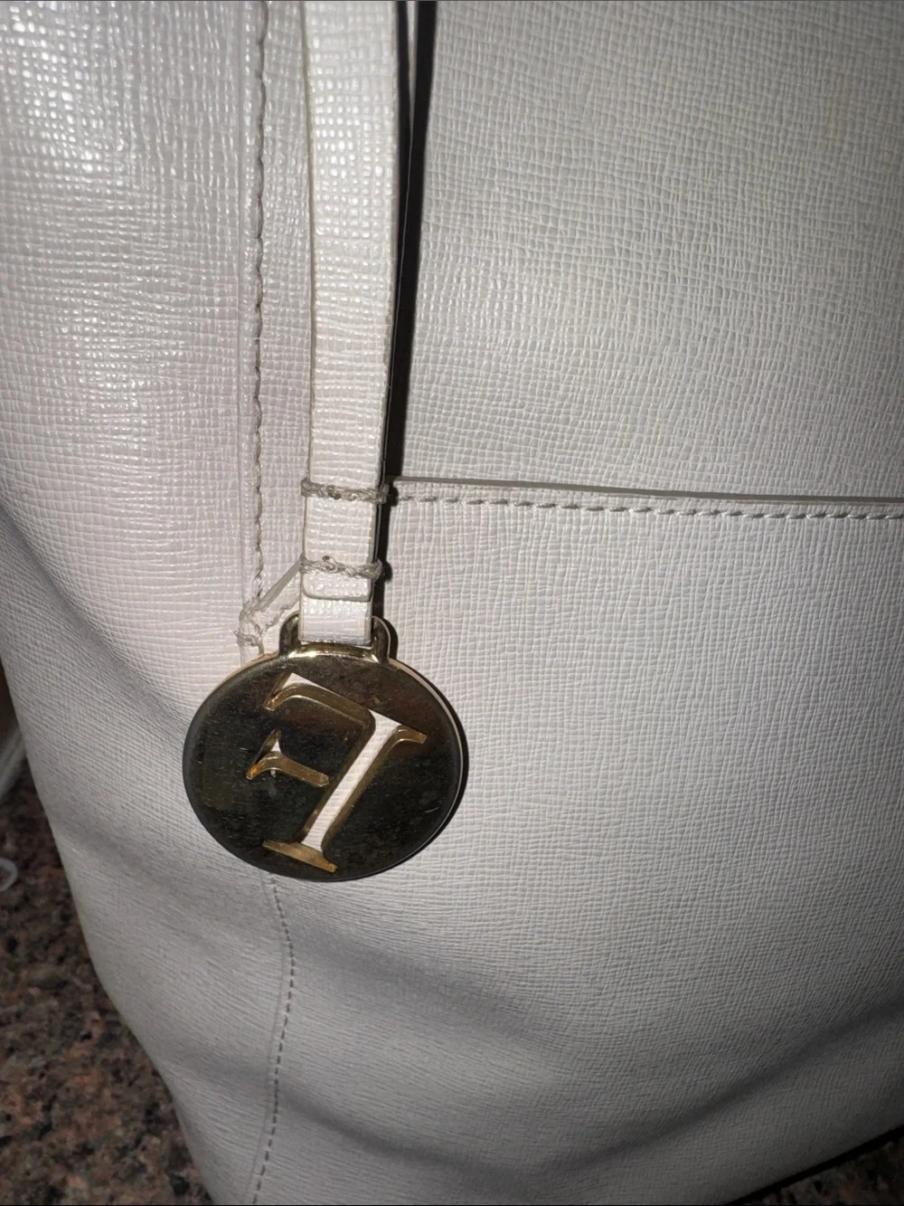 Furla Off-White Leather Tote EUC